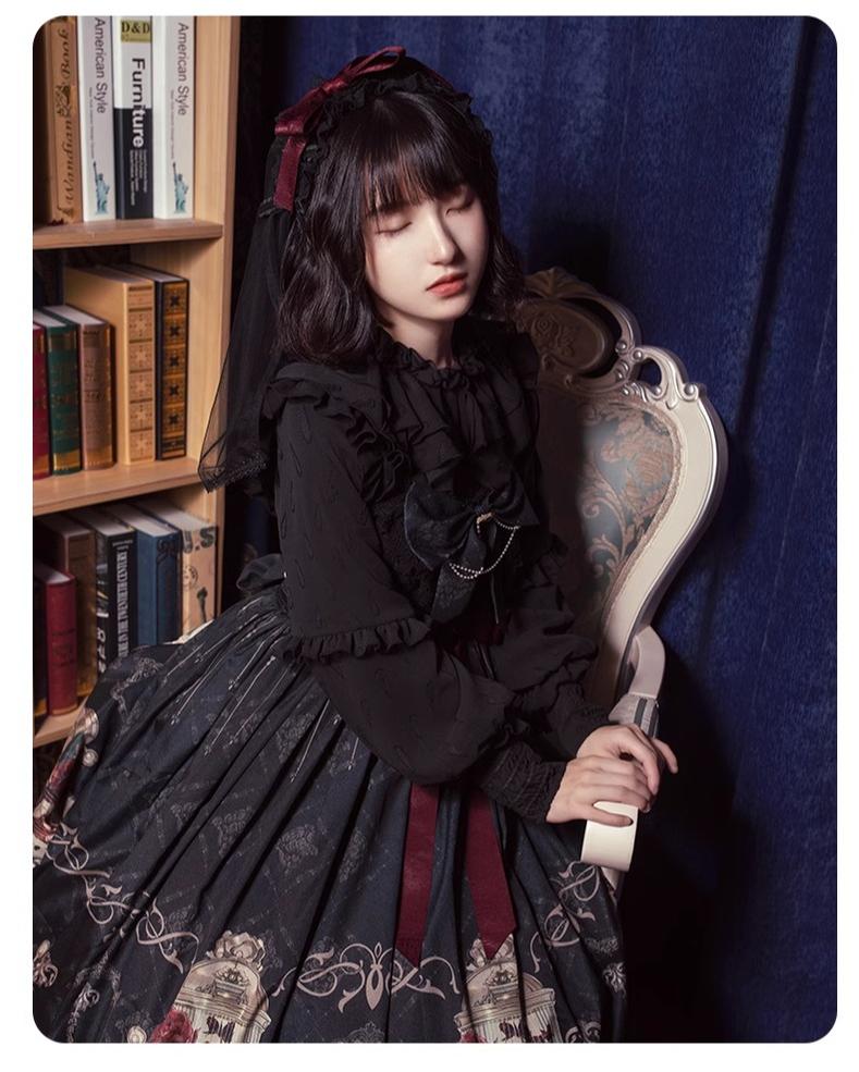 Gothic Lolita Dress With Birdcage Print Black Lolita Dress 35534:495514