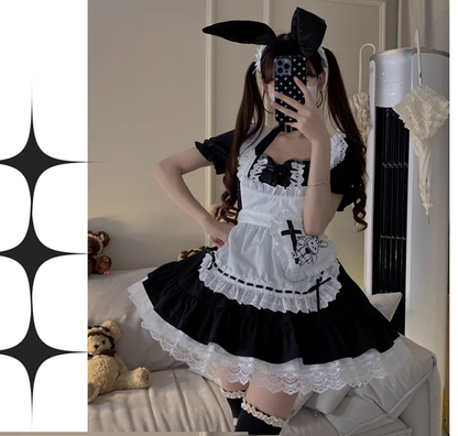 Sweet Lolita Dress Maid Apron Outfit Sweet Color-Block Dress 37560:564258