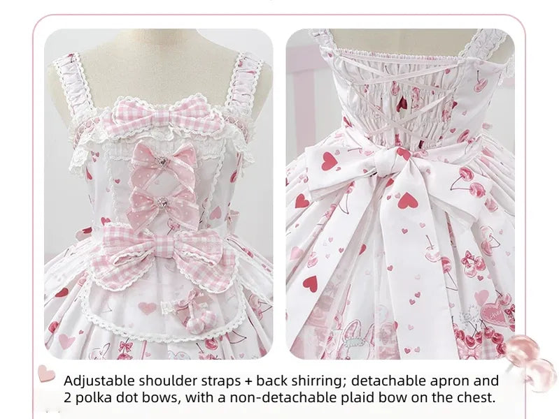 Kawaii Lolita Bunny Print JSK Dress, Detachable Apron 45164:838506
