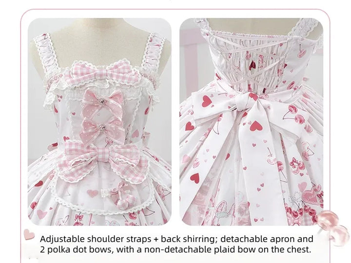 Kawaii Lolita Bunny Print JSK Dress, Detachable Apron 45164:838506