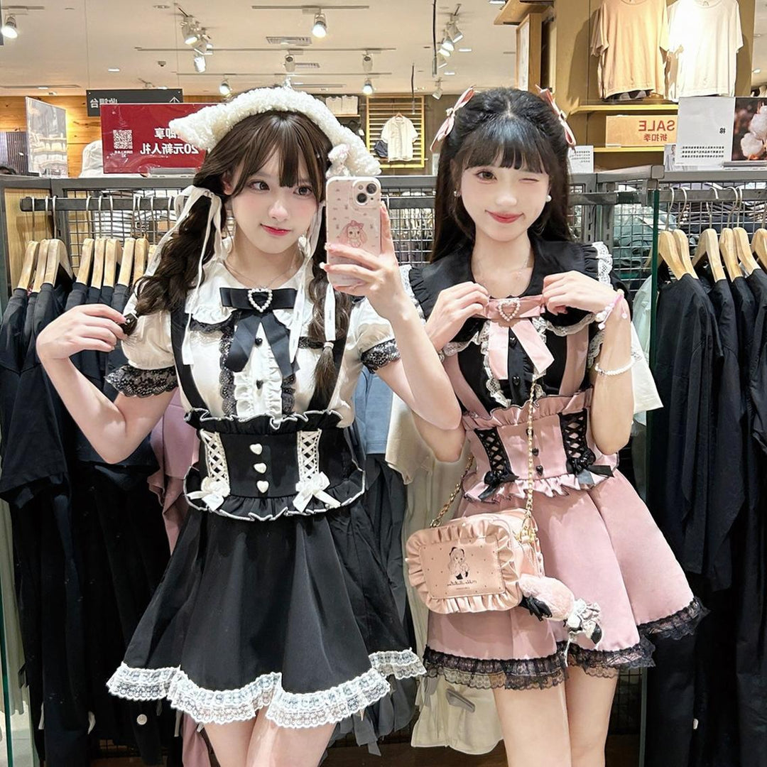 Jirai Kei Shirt Sweet Lace Blouse Short Sleeve Peter Pan Collar 35260:540240 35260:540240
