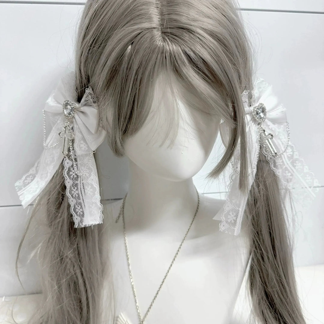 Ryousangata Lace Bow Hair Clip, Cross Pendant 45526:852355