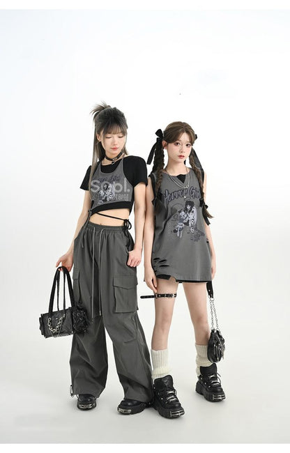 Y2K T-shirt Anime Print Spicy Girl Tank Top Cotton 35904:560150