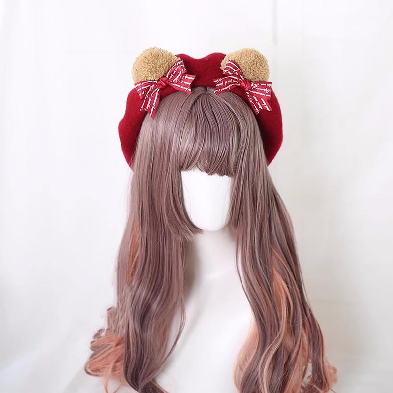 Handmade Lolita Hat Japanese Bear Ears Beret 28936:339096 28936:339096