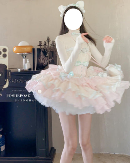 Lolita Petticoat Skirt White Multi-layer Pettipants 36394:549788