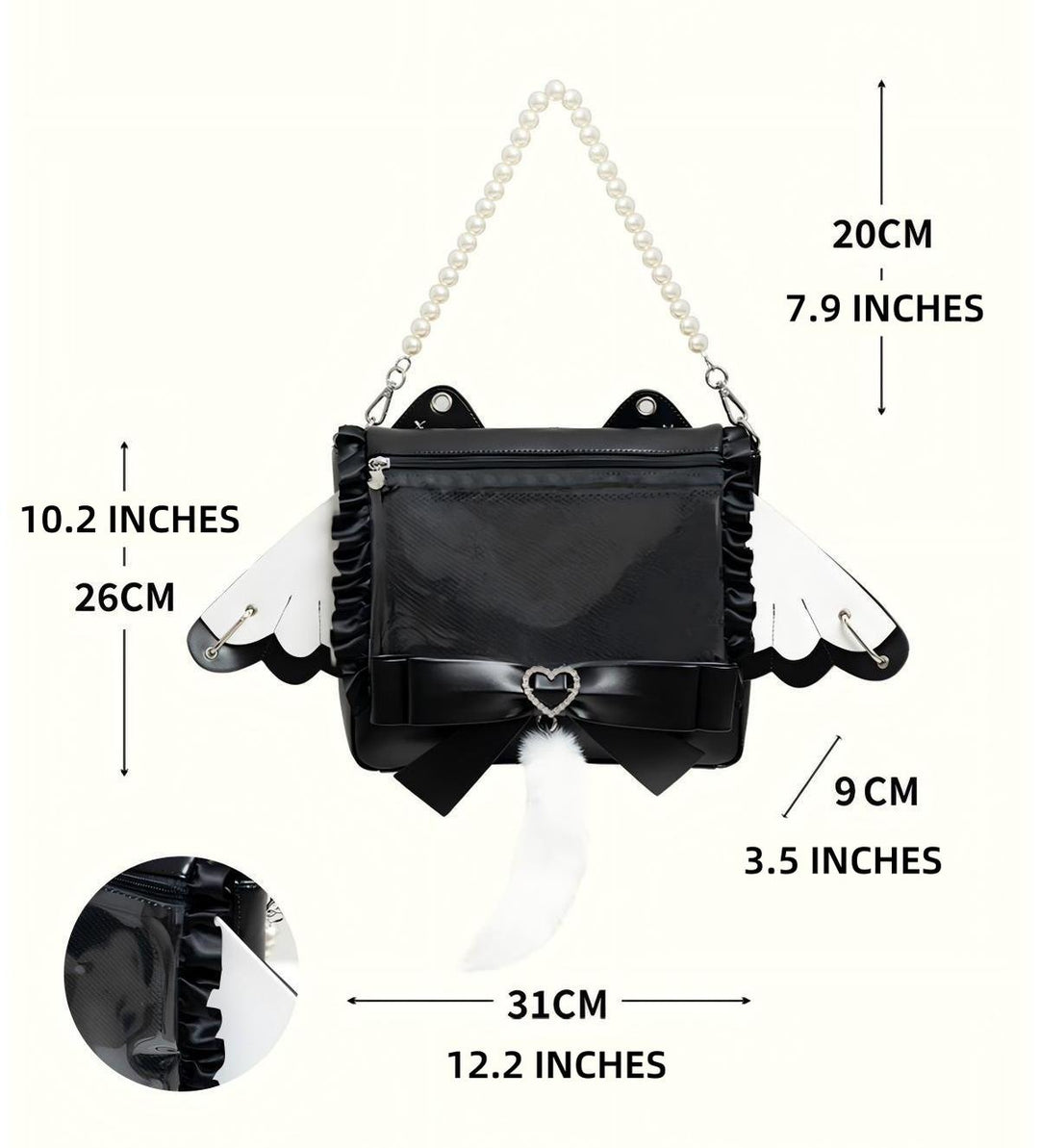 Lolita Ita Bag Black Kawaii Cat Ear Three Ways Bag 41150:696596