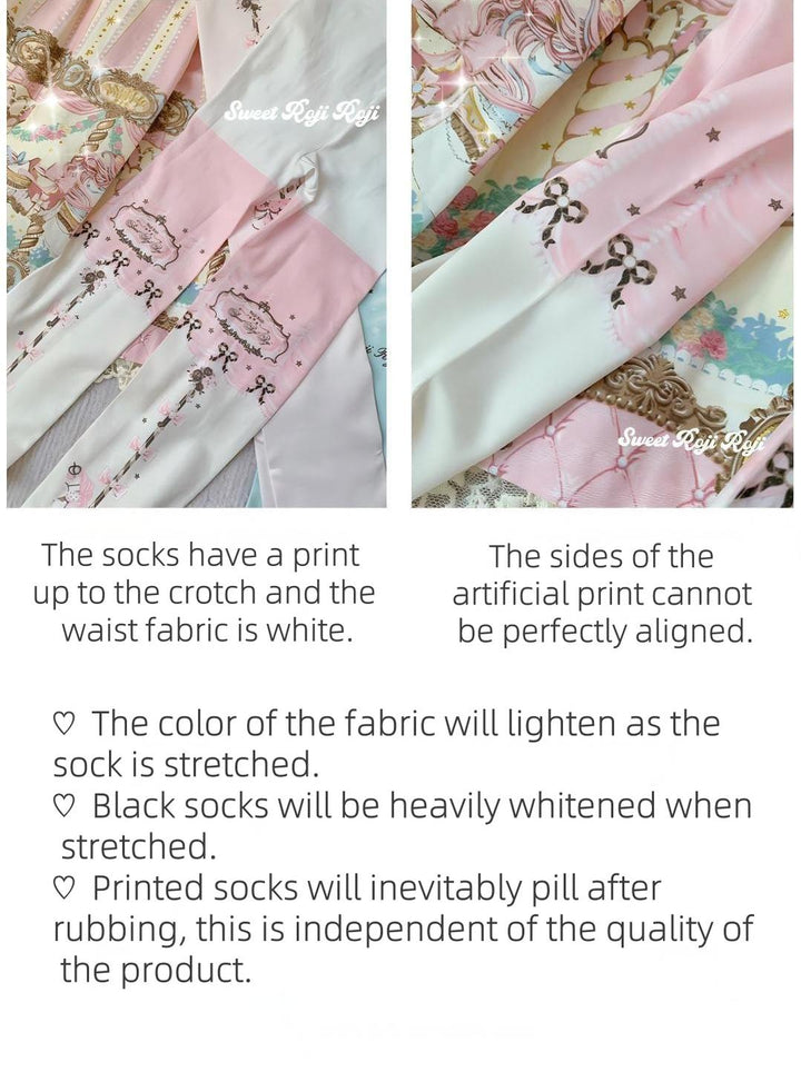 Sweet Lolita Tights Velvet Merry-go-round Printed Socks Multicolor 42366:738100