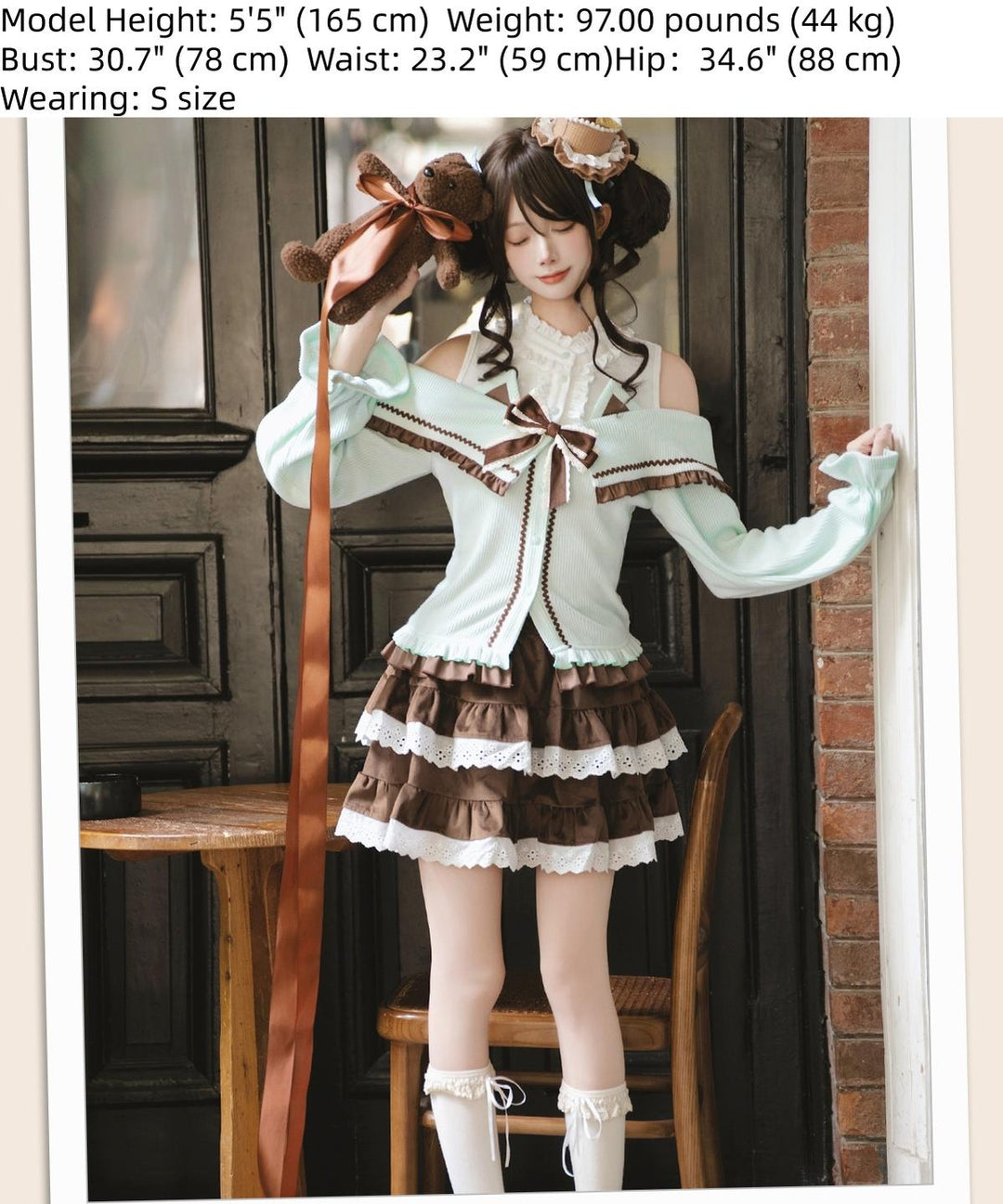 Sweet Open-shoulder Sweater, Vintage Skirt 44077:795887