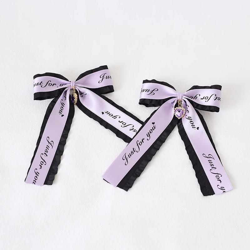 Jirai Kei Ryousangata Hair Clips with Letter Ribbons and Bow 22544:333188