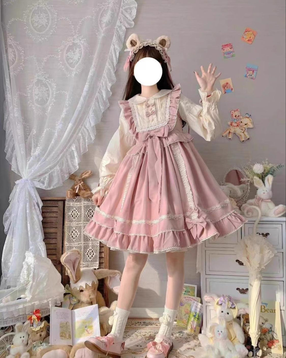 Sweet Lolita OP Dress Pink Lolita Princess Dress (2XL L M S XL) 41070:685932