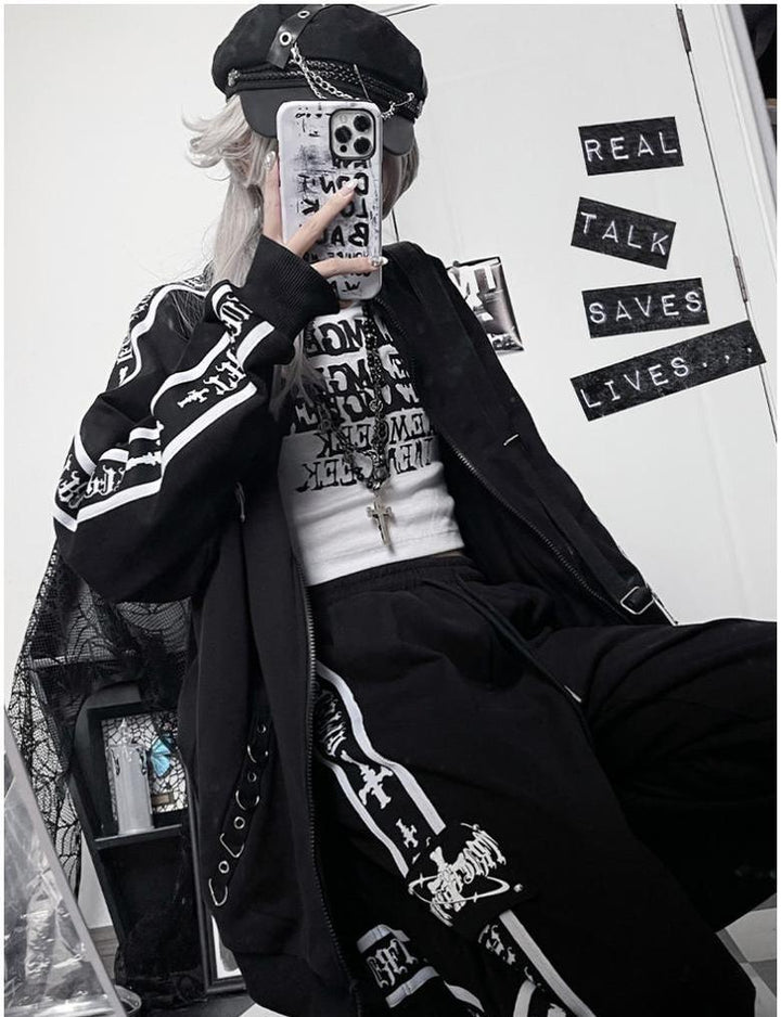 Oversized Gothic Jacket With Zipper Closure And Pants 42287:735542