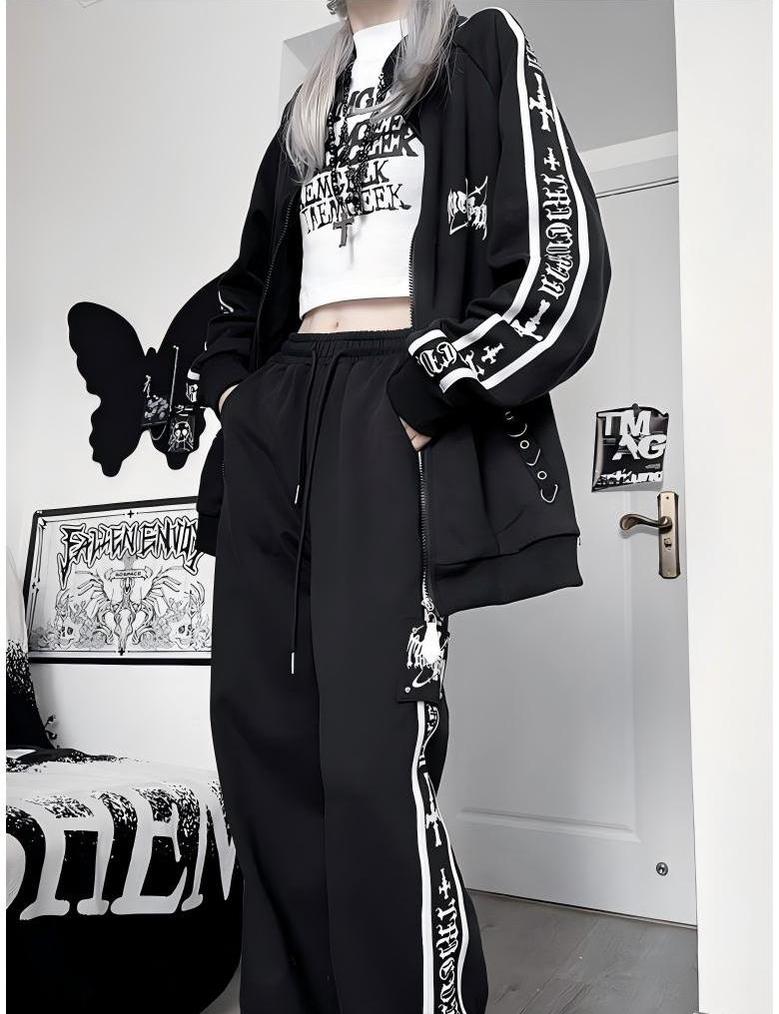 Oversized Gothic Jacket With Zipper Closure And Pants 42287:735546