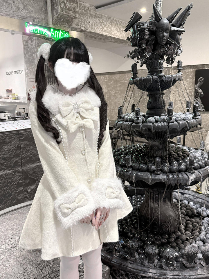 Jirai Kei Wool Blend Winter Coat, Quilted Lining 44567:813961