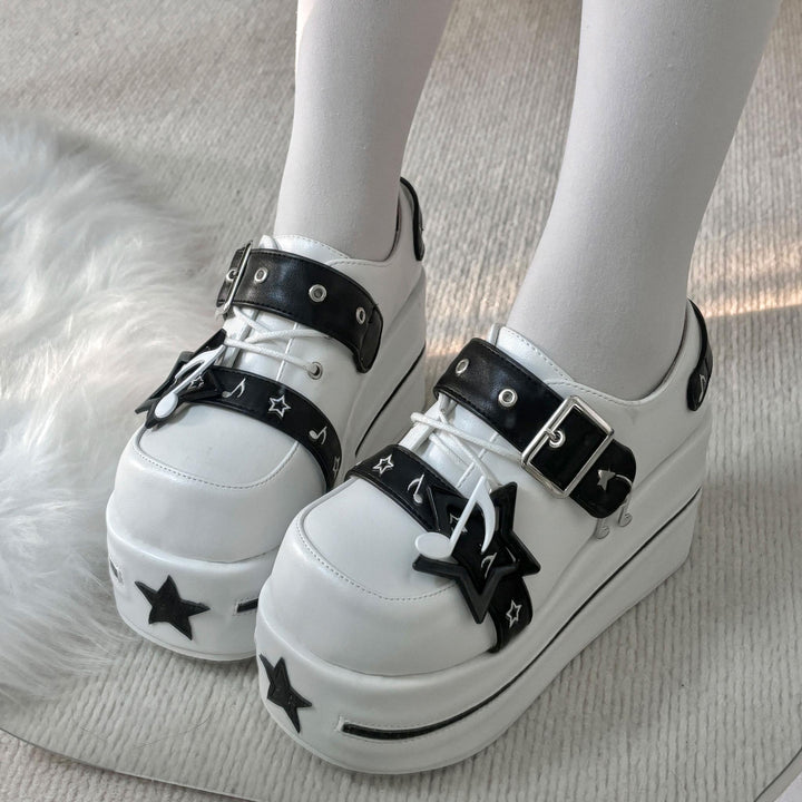 Punk Platform Shoes Gyaru Round-Toe Shoes Thick-Soled Shoes 41578:706680