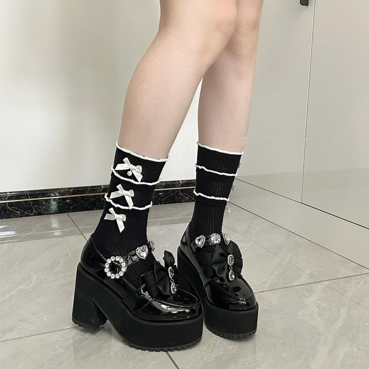 Mid-calf Jirai Kei Socks, Bow Details 43760:784737