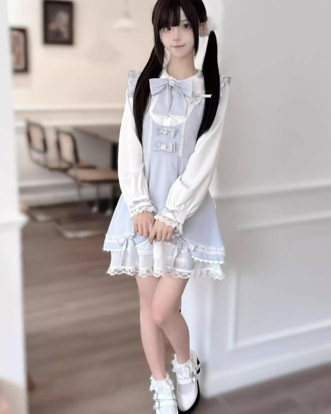 Jirai Kei Dress Set Bunny Ear Blouse Suspender Skirt Set 41440:699182