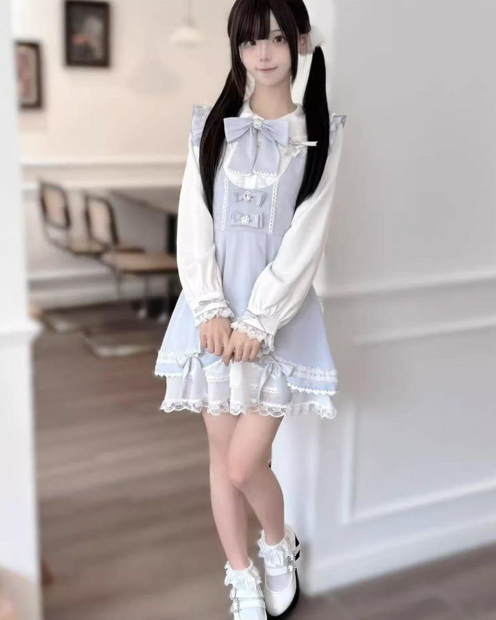 Jirai Kei Dress Set Bunny Ear Blouse Suspender Skirt Set 41440:699182