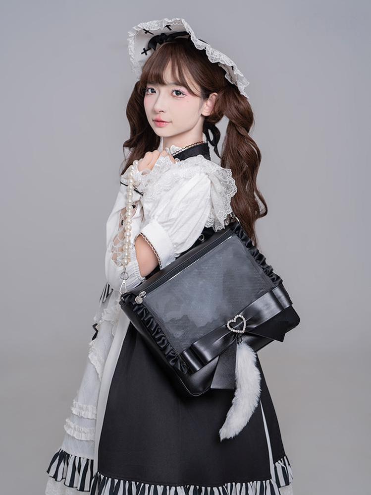 Lolita Ita Bag Black Kawaii Cat Ear Three Ways Bag 41150:696588