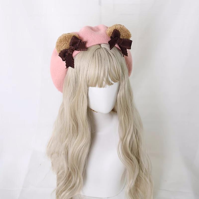 Handmade Lolita Hat Japanese Bear Ears Beret 28936:339098 28936:339098