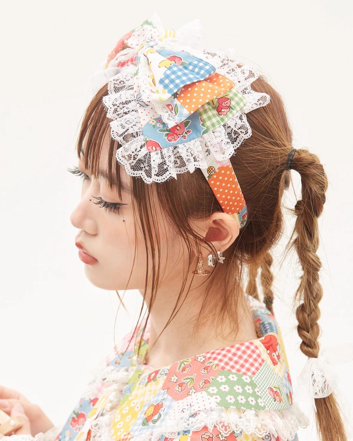 Lolita Hair Clasp Retro Floral Headband Sweet Headpiece 36152:542990