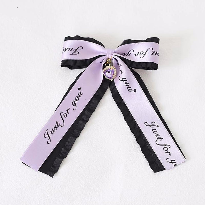 Jirai Kei Ryousangata Hair Clips with Letter Ribbons and Bow 22544:333200