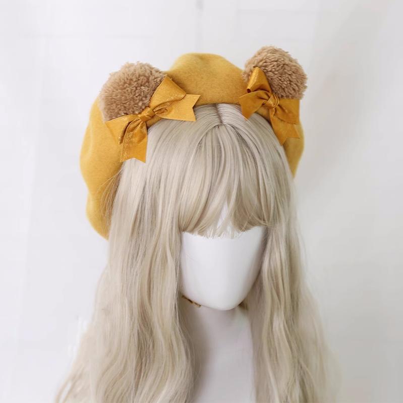 Handmade Lolita Hat Japanese Bear Ears Beret 28936:339094 28936:339094