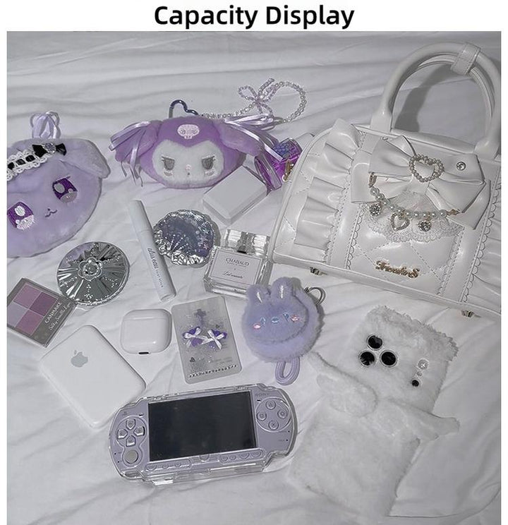 Jirai Kei 2-Way Handbag, Bow-Pearl Side Charm 44558:813718