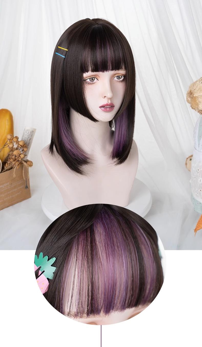 Kawaii Fashion Purple Lolita Wig With Straight Bang 22064:322488 22064:322488