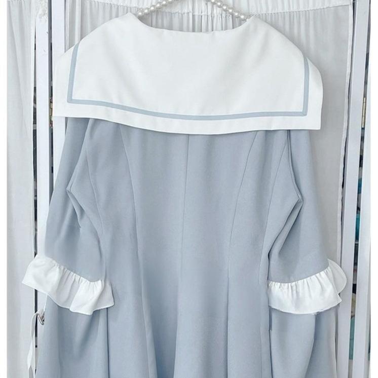 Jirai Kei Set Up Blue Lace Dress And Shorts Set 37046:548194