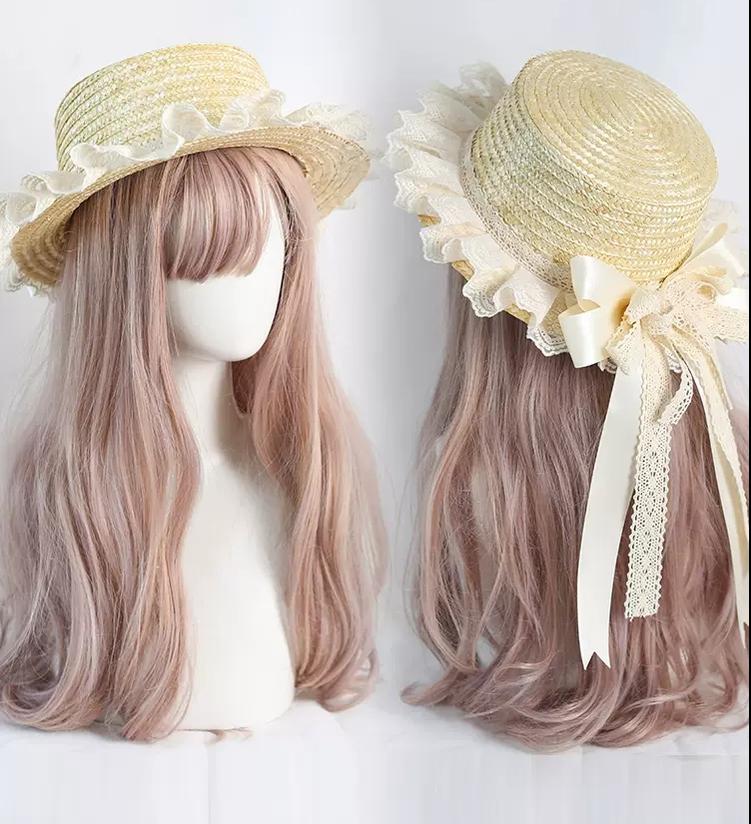 Mori Kei Straw Hat Cottagecore Lace Hat Handmade Strawhat 36444:523028 36444:523028