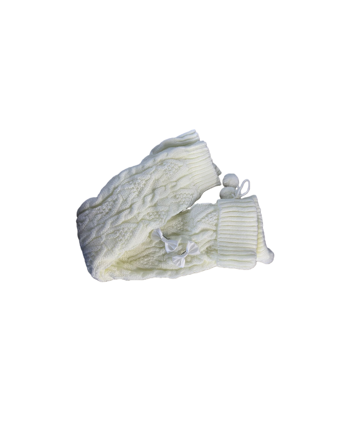 Knitted Winter Leg Warmers, Ribbon Bow and Pom-Poms 44479:824781