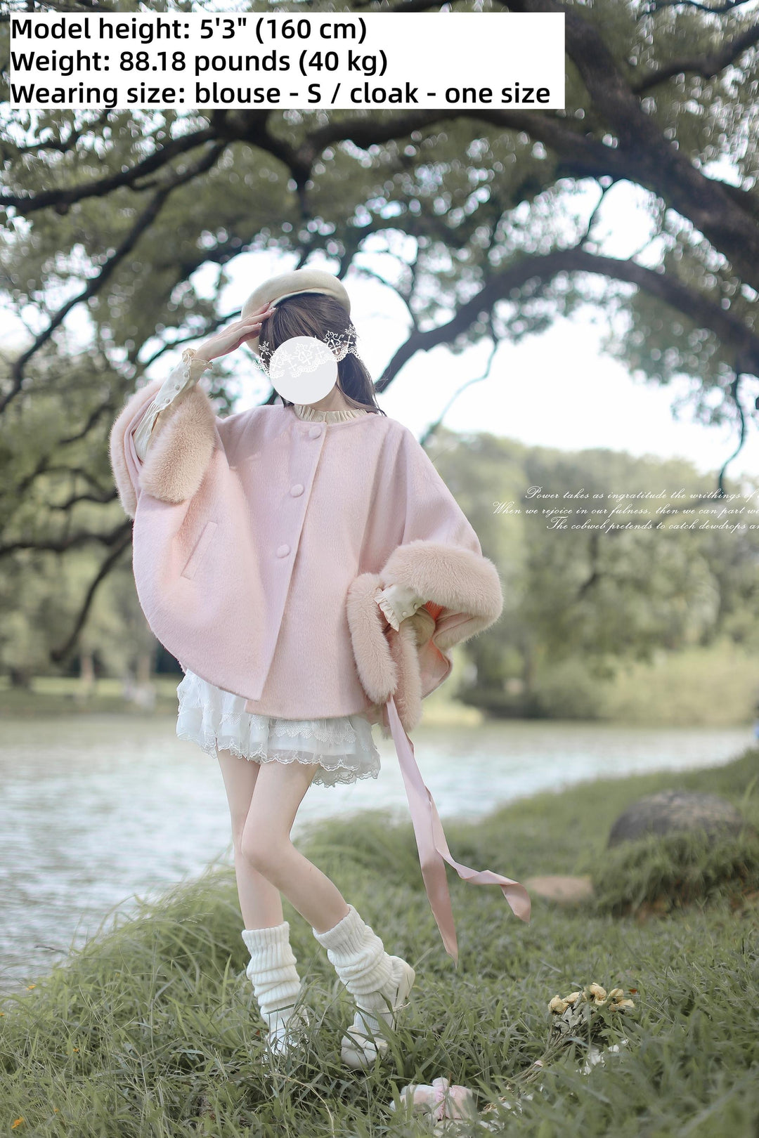 Sweet Winter Pink Cloak, Beige Blouse 44038:793631