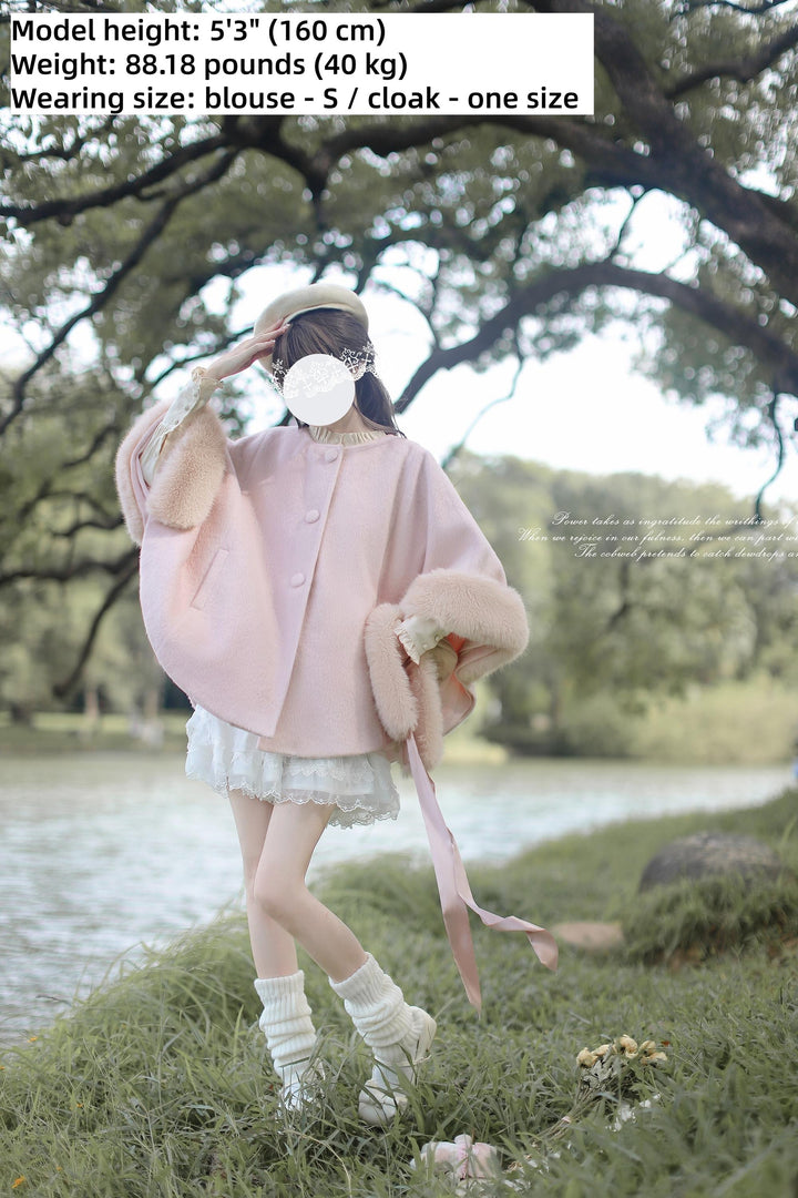 Sweet Winter Pink Cloak, Beige Blouse 44038:793631