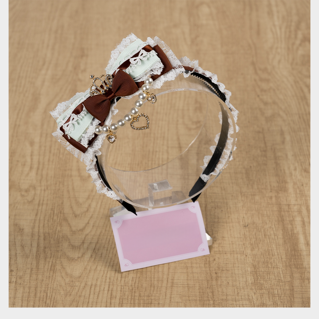 Jirai Kei Headband, Mini Crown & Rhinestone Pendant 44955:838754