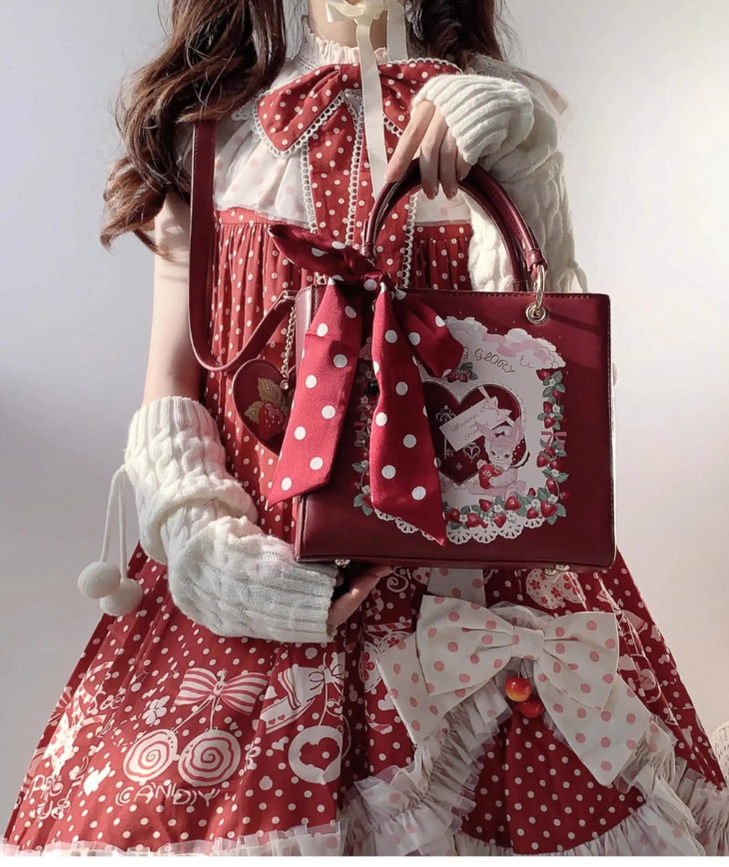 Retro Lolita Bag Square Wedding Handbag Crossbody Bag 41812:721764