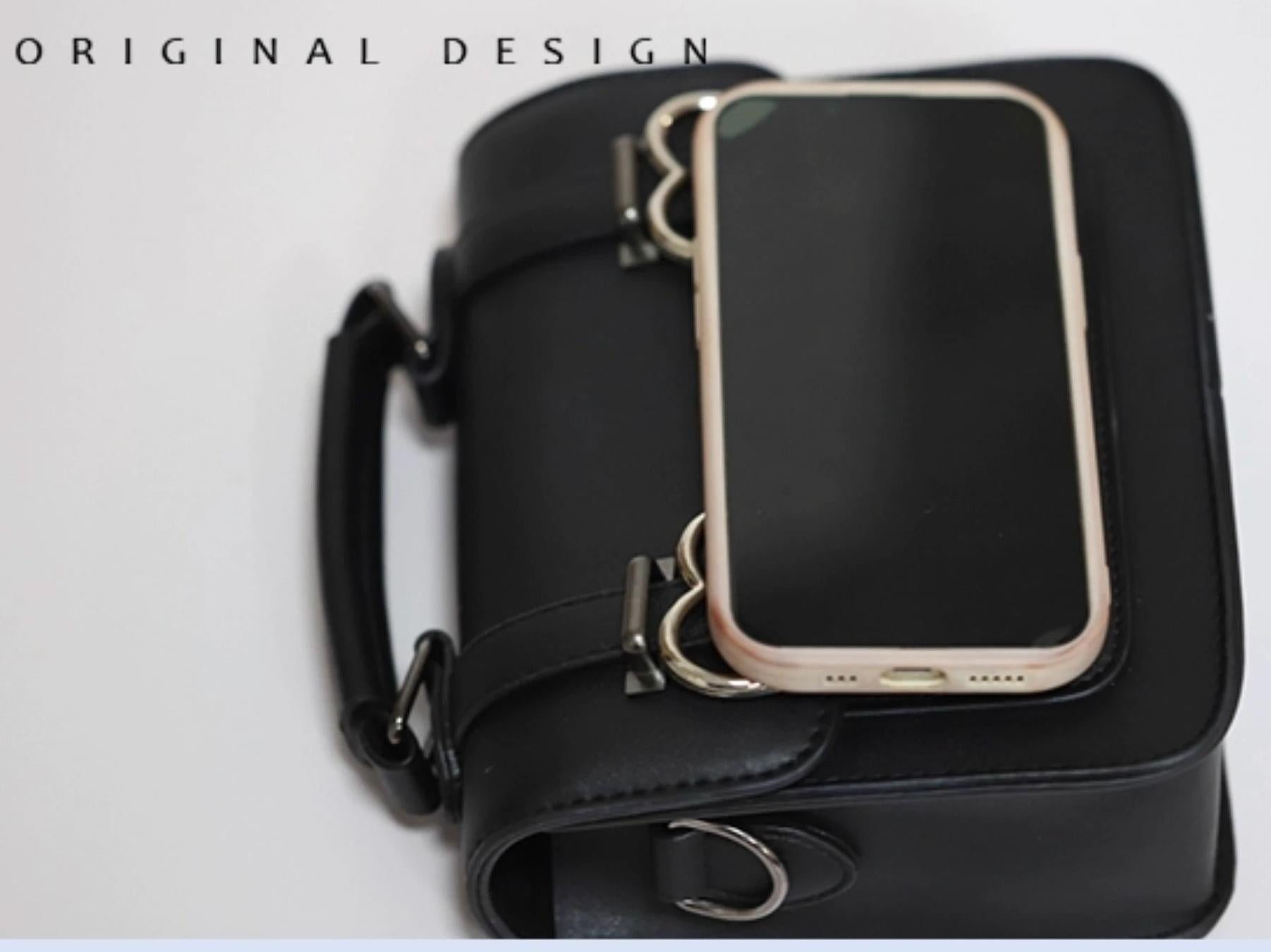 Black Jirai Kei Bag JK Uniforms Bag With Bow And Rhinestone