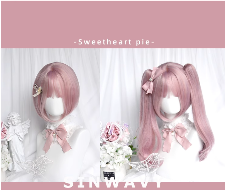 Lolita Wig Pink Claw Clip Double Ponytail Wig Set 39348:635712