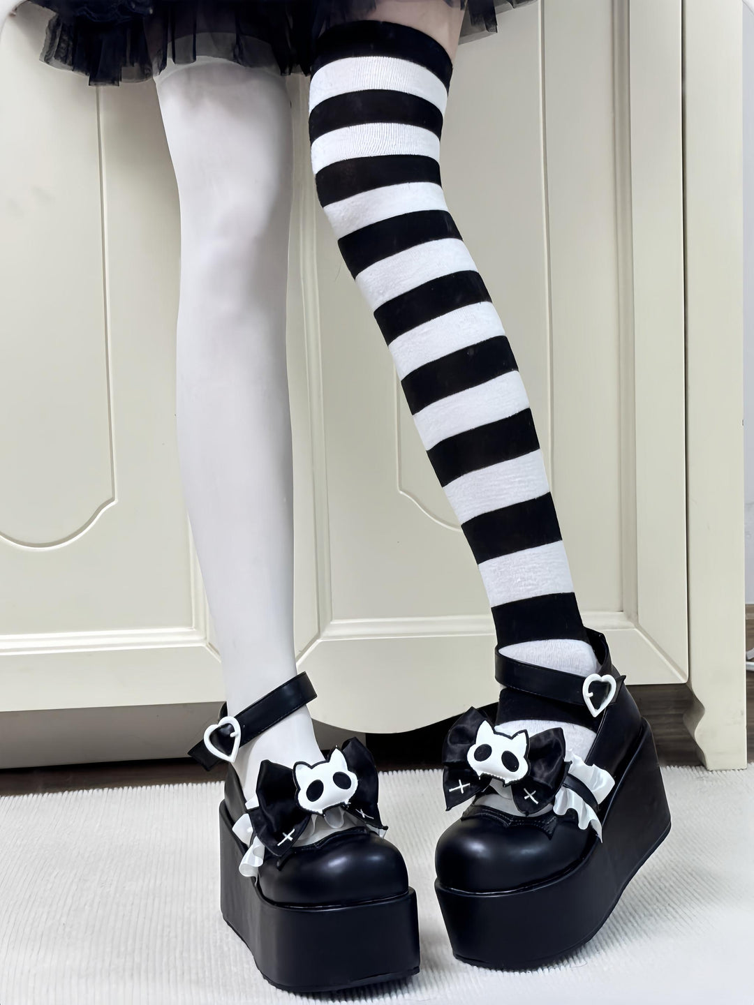 Gothic High Platform Shoes, Detachable Bow 45286:846191