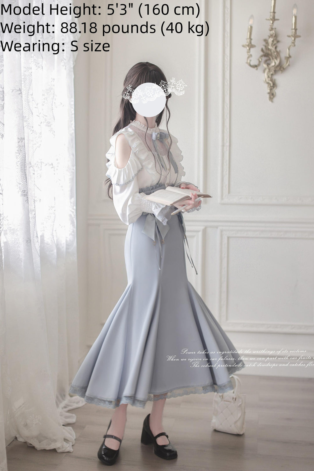 Water Blue Seiso Kei Mermaid Skirt Outfit 43803:786290