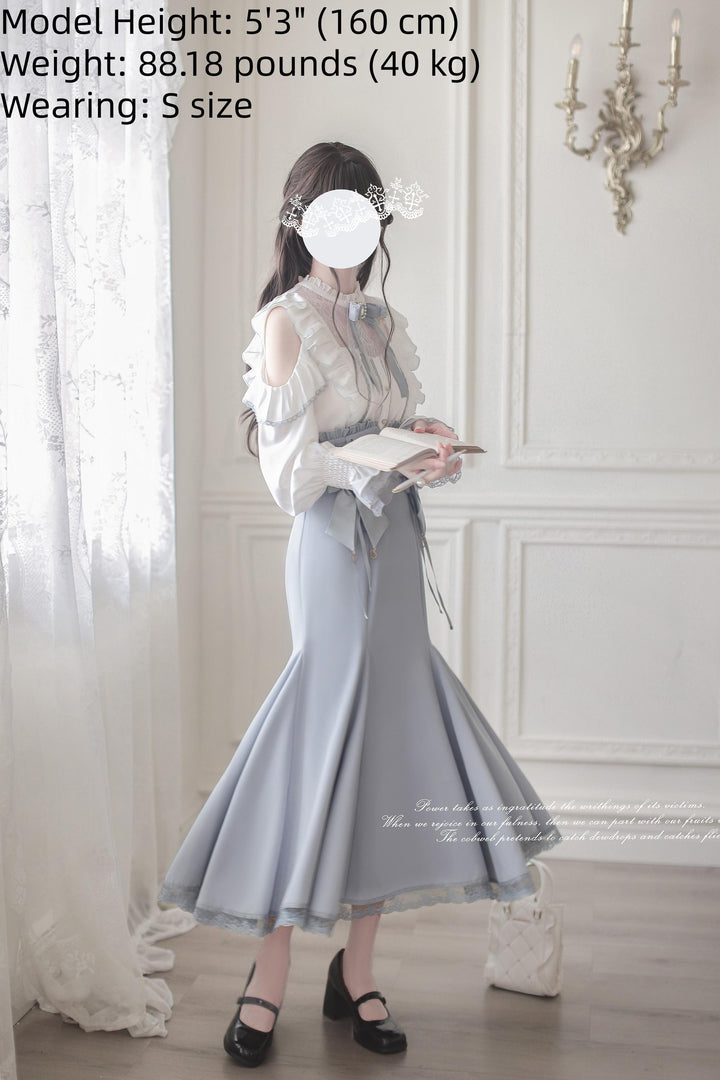 Water Blue Seiso Kei Mermaid Skirt Outfit 43803:786290