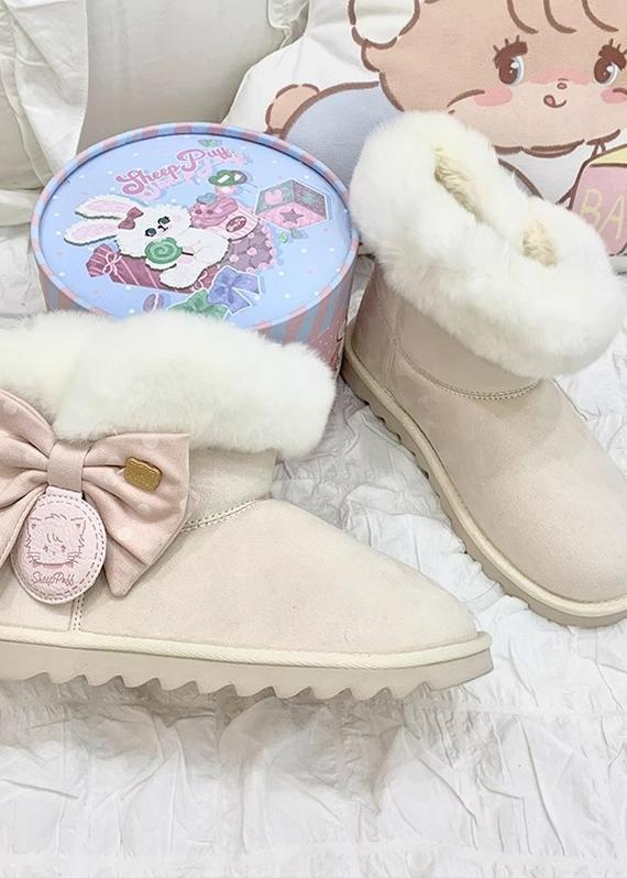 Kawaii Aesthetic Boots Winter Plush Warm Cotton Shoes Boots (34 35 36 37 38 39 40 41 / White) 33772:449710 (34 35 36 37 38 39 40 41 / White) 33772:449710