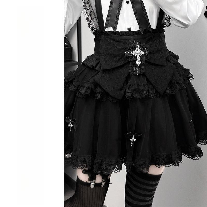 Jirai Kei Suspender Skirt Outfit, Detachable Bowtie 44465:809398