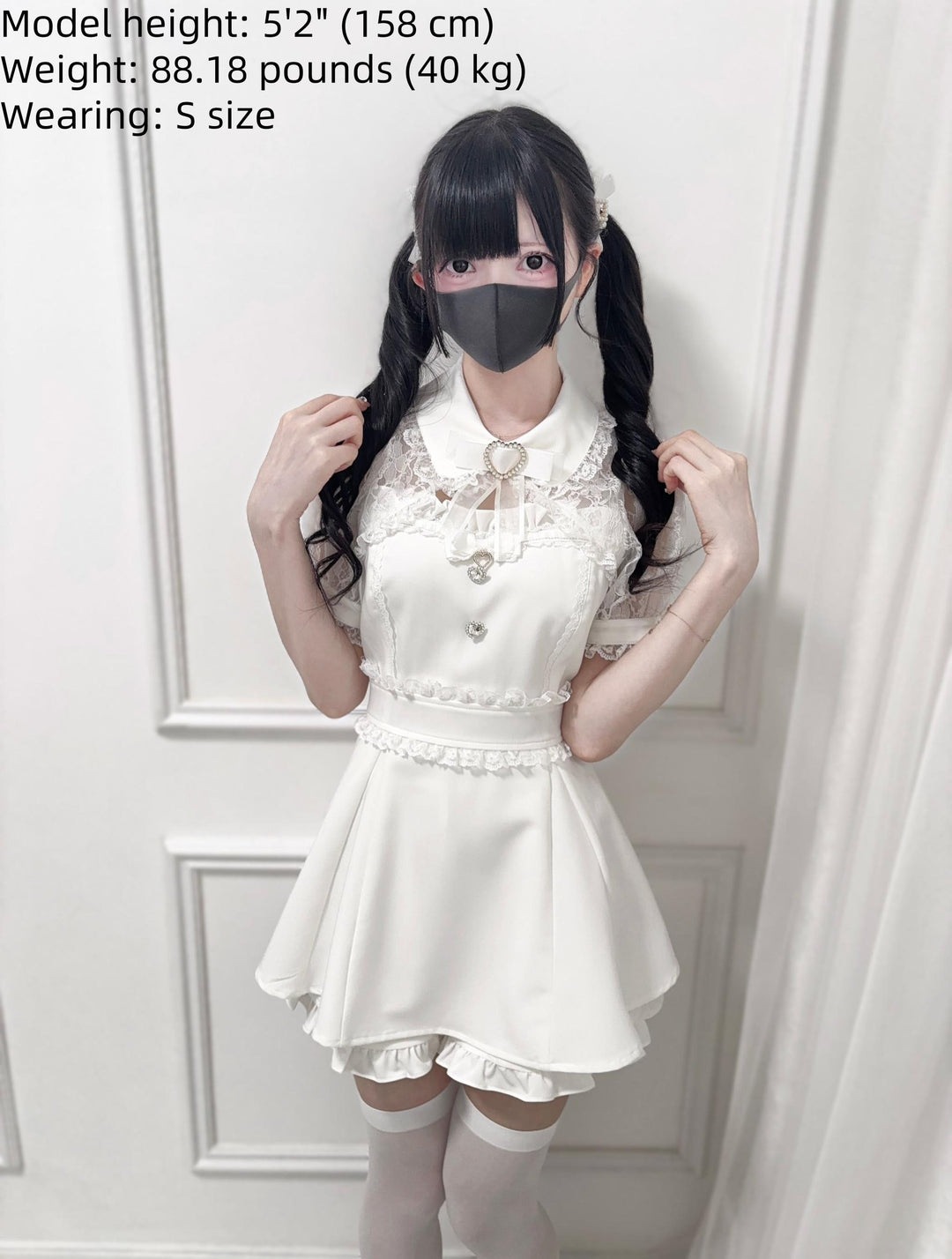 Jirai Kei Lace Shawl Dress Set, Rhinestone Details 43567:779805