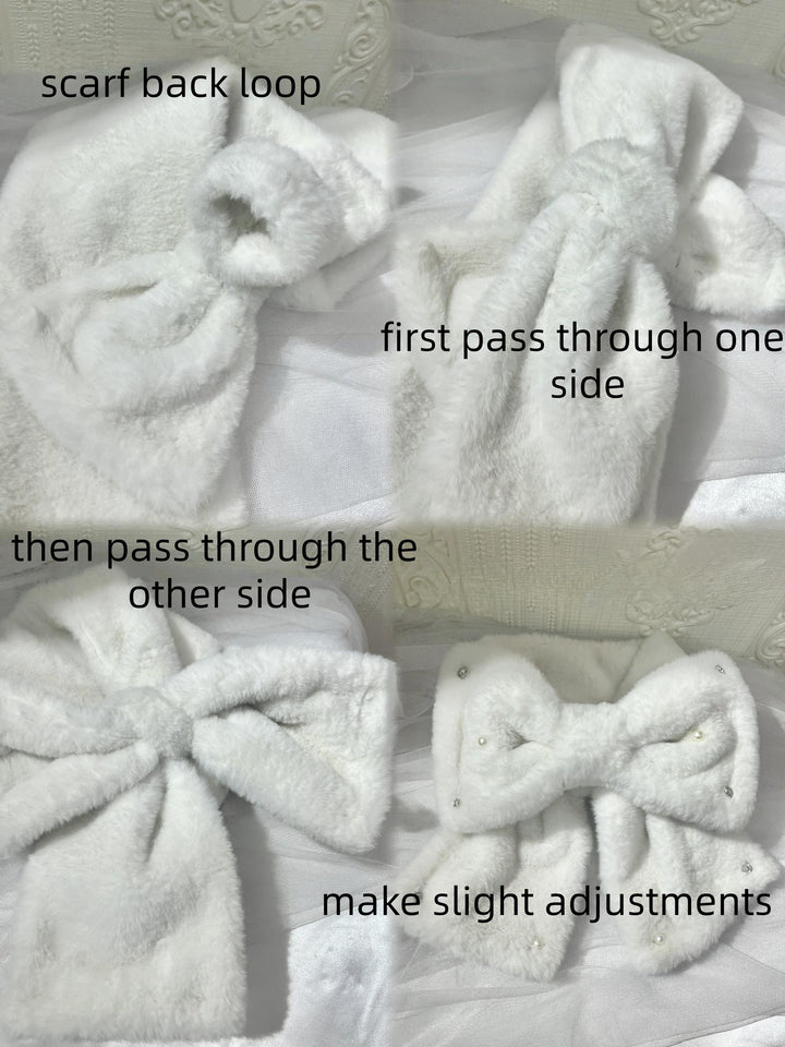 Ryousangata Faux Fur Scarf, Heart-Shaped Brooch 44461:809511