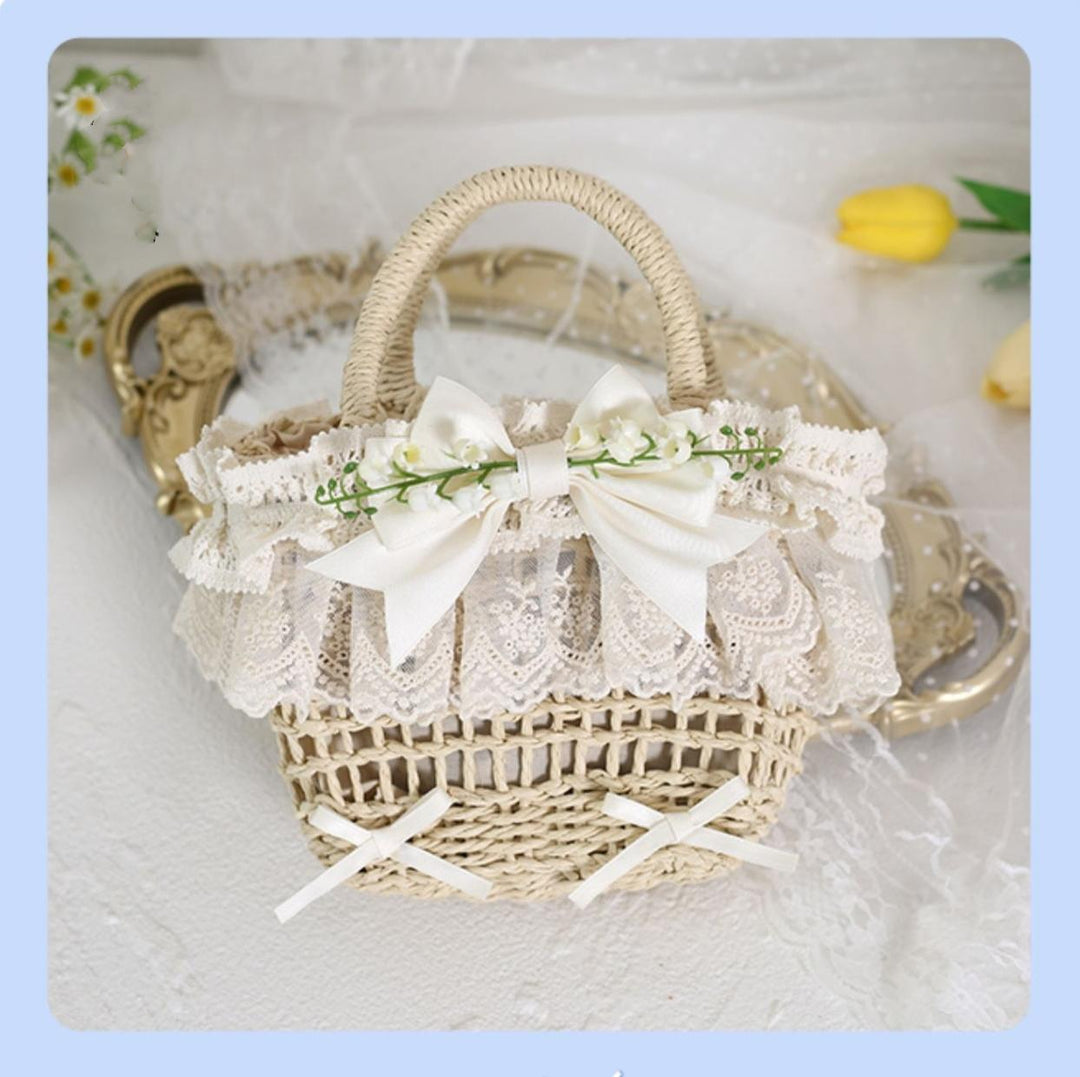 Mori Kei Bag Cottagecore Woven Bag Lolita Lace Bag 36442:523000 36442:523000