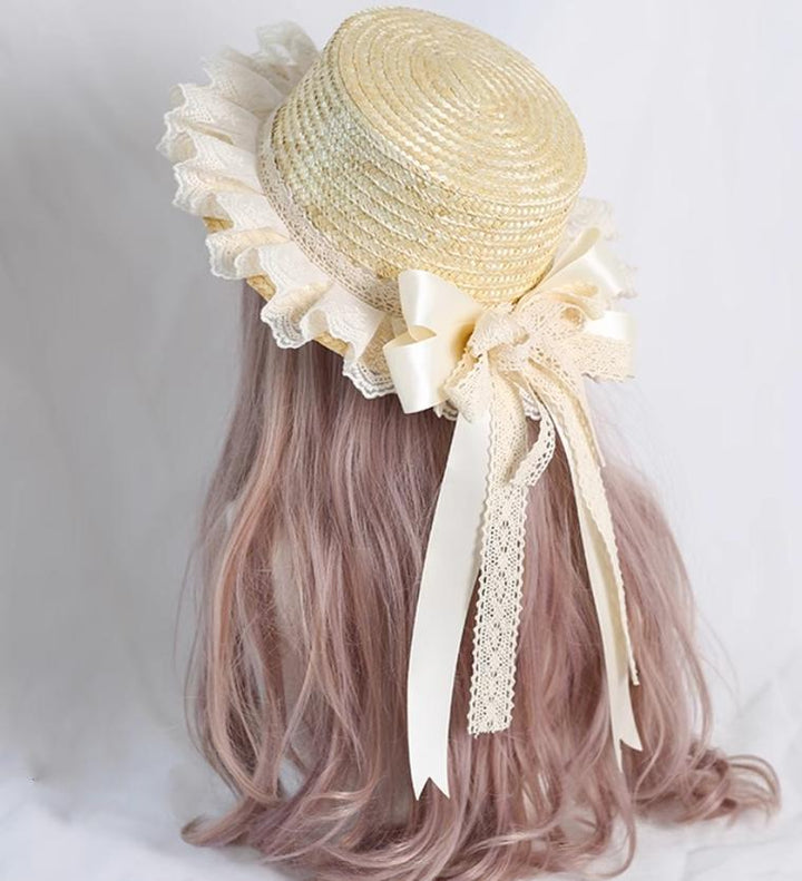 Mori Kei Straw Hat Cottagecore Lace Hat Handmade Strawhat 36444:523022 36444:523022