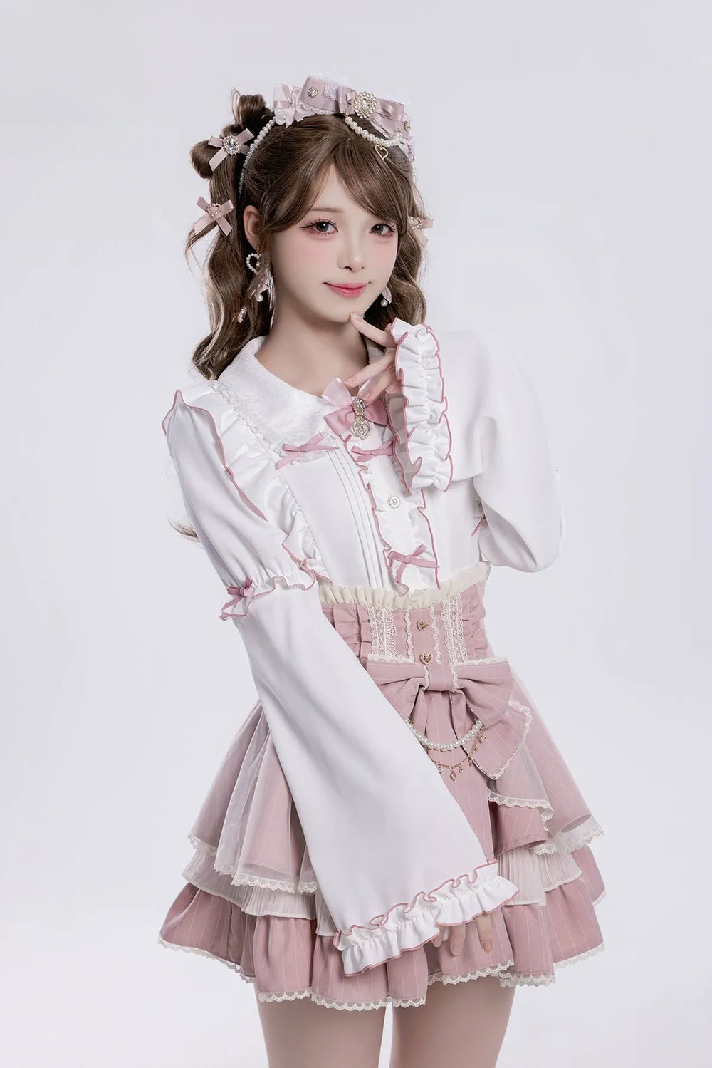 Jirai Kei Lace Collar Blouse, Detachable Sleeves (2XL L M S XL) 45226:842210