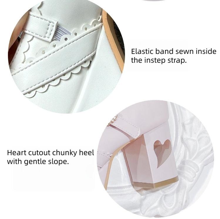 Jirai Kei Rhinestone Heeled Shoes, Heart Cutout Heel 45839:866690