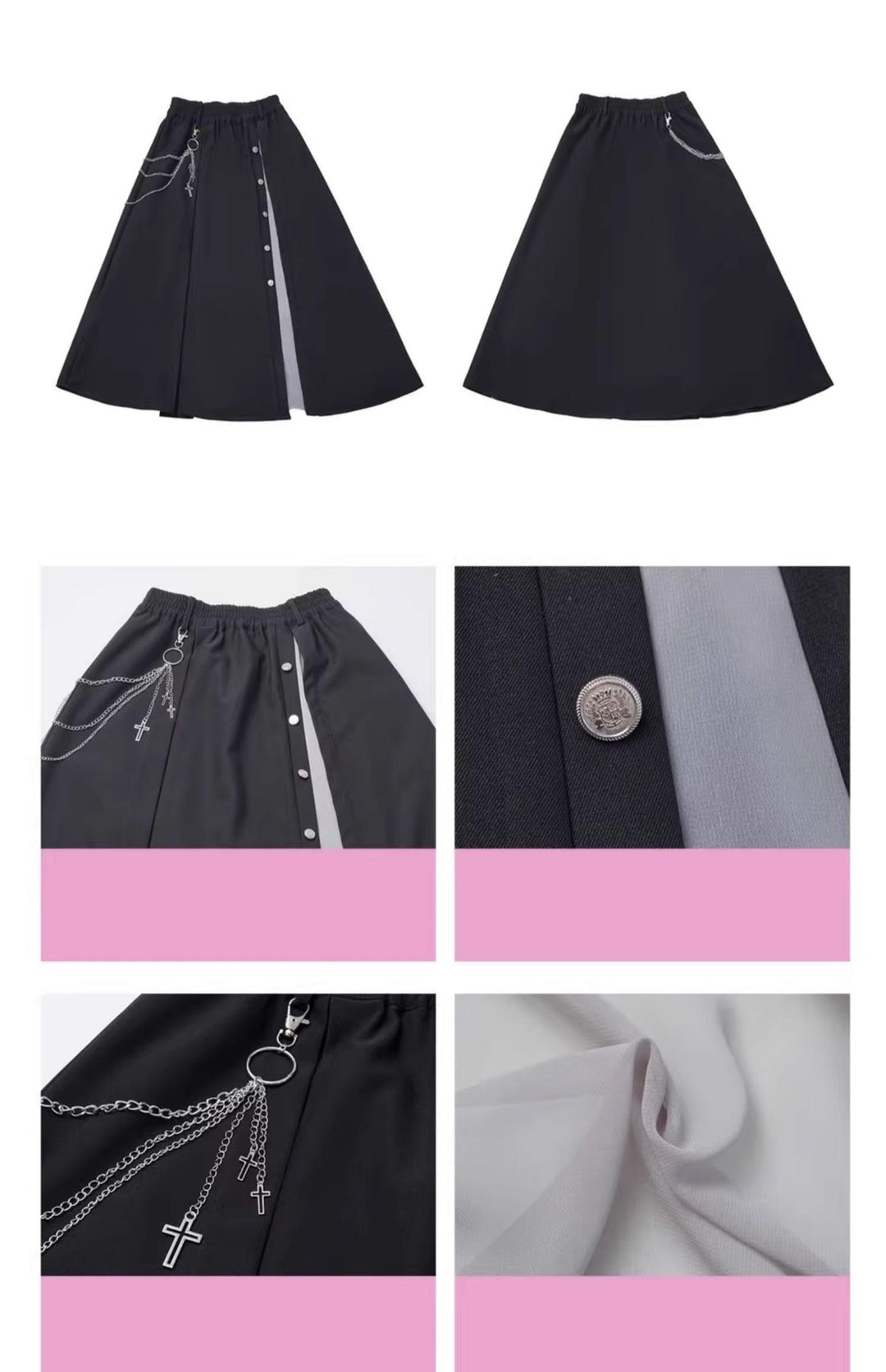 Gothic Striped Blouse and Black Skirt Set 44172:800286