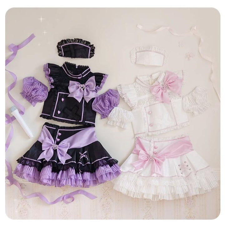 Jirai Kei Skirt Two-Piece Idol Stage Outfit Short-Sleeve Top and Skirt Set 41562:707116